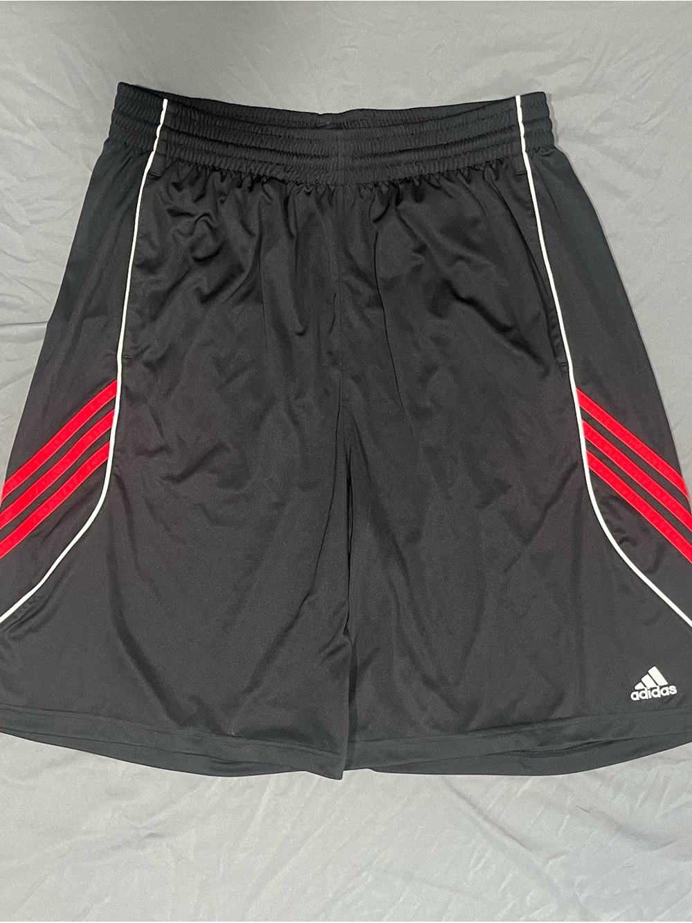 Adidas Black Red 3-Stripe Basketball Shorts